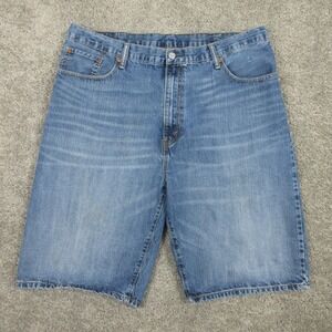 Levis Shorts Mens 40 Blue 569 Loose Baggy Faded Whisker Workwear Jorts Jeans 12"